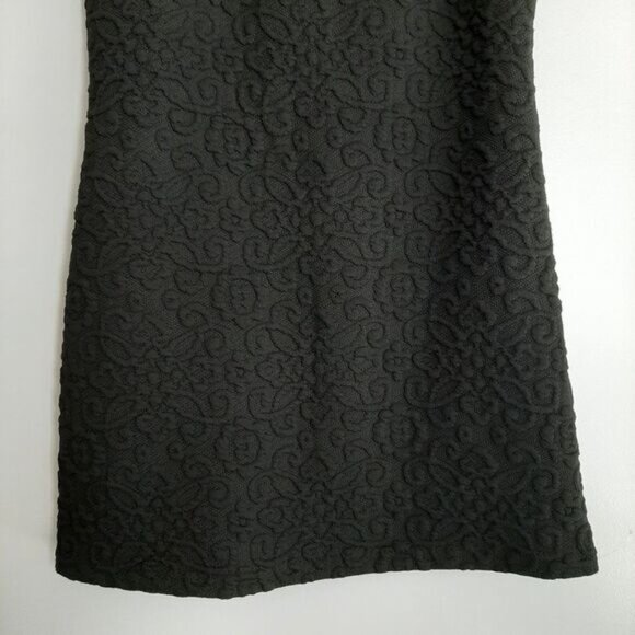 ZARA Floral Jacquard Embossed Mini Dress Soft Knit Black Sz M - Picture 5 of 12